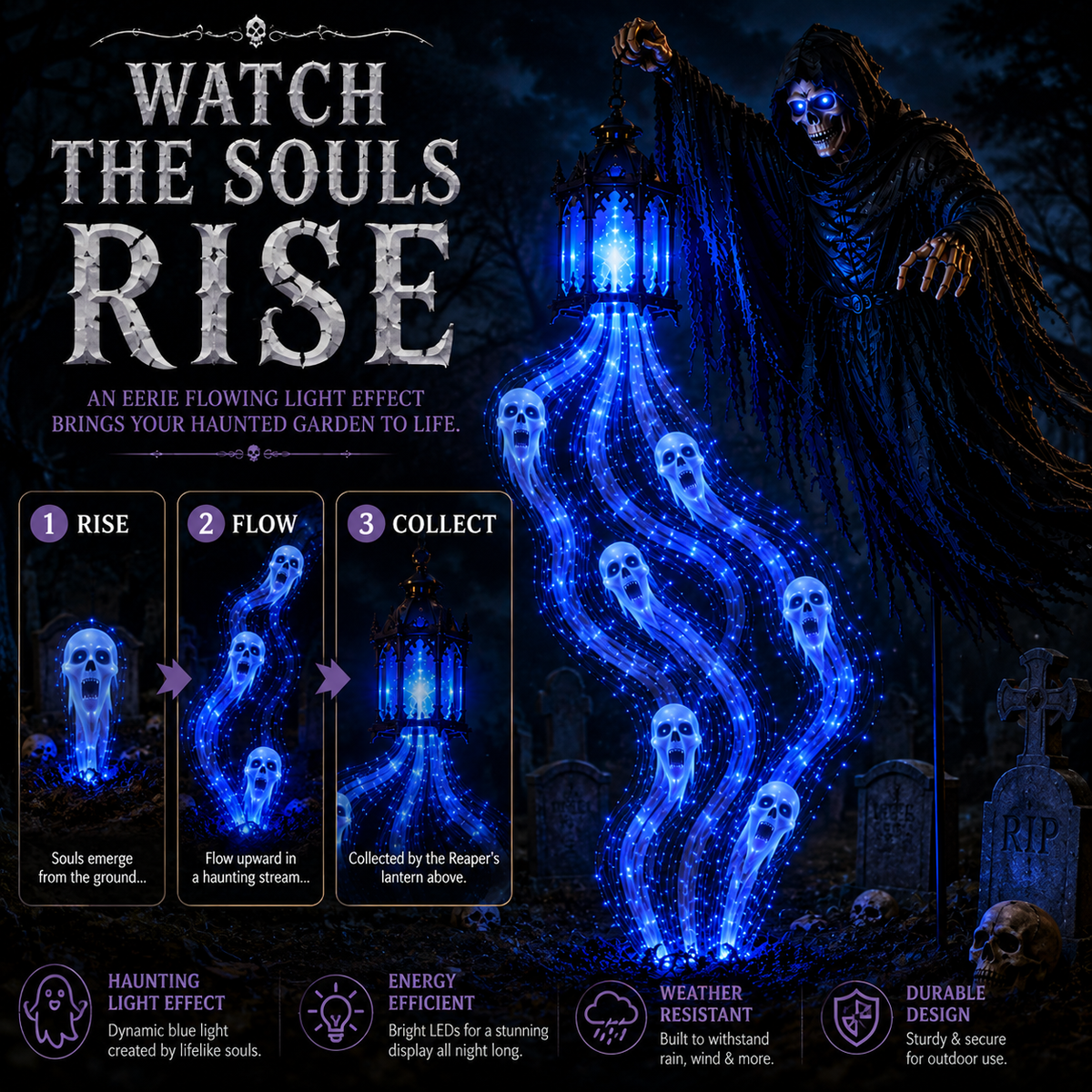💀Halloween Grim Reaper Animated Garden Light|Grim Reaper Halloween Yard Decoration