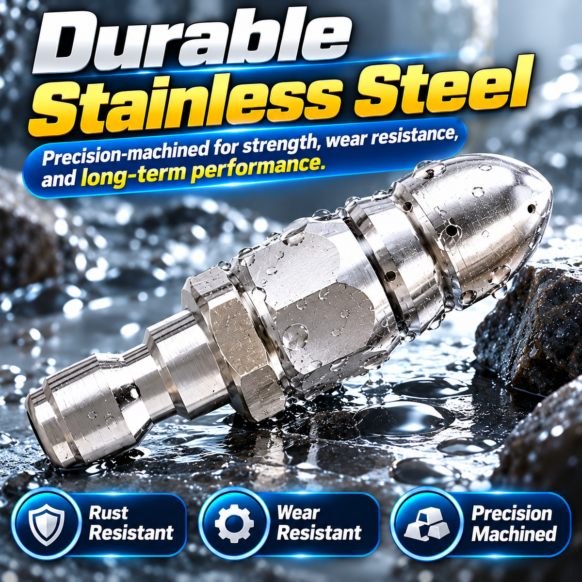 🚿 50% OFF High-Pressure Drain Cleaning Nozzle – 1 Front Jet + 6 Rear Jets 🔥