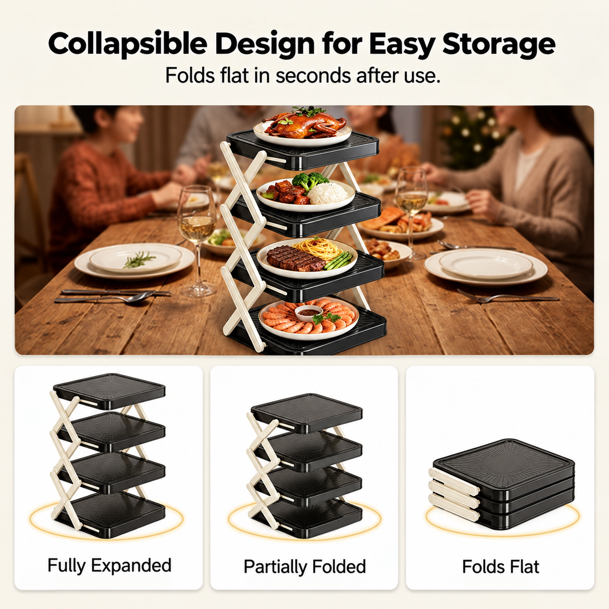 🍽️ 50% OFF NOW! 📦 4-Tier Bowl Storage Rack – Foldable, Stable & Maximizes Your Kitchen Space