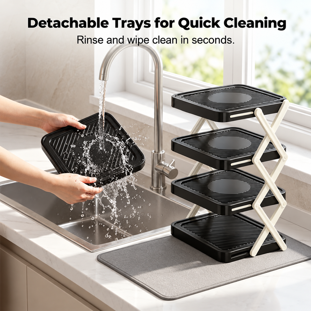 🍽️ 50% OFF NOW! 📦 4-Tier Bowl Storage Rack – Foldable, Stable & Maximizes Your Kitchen Space