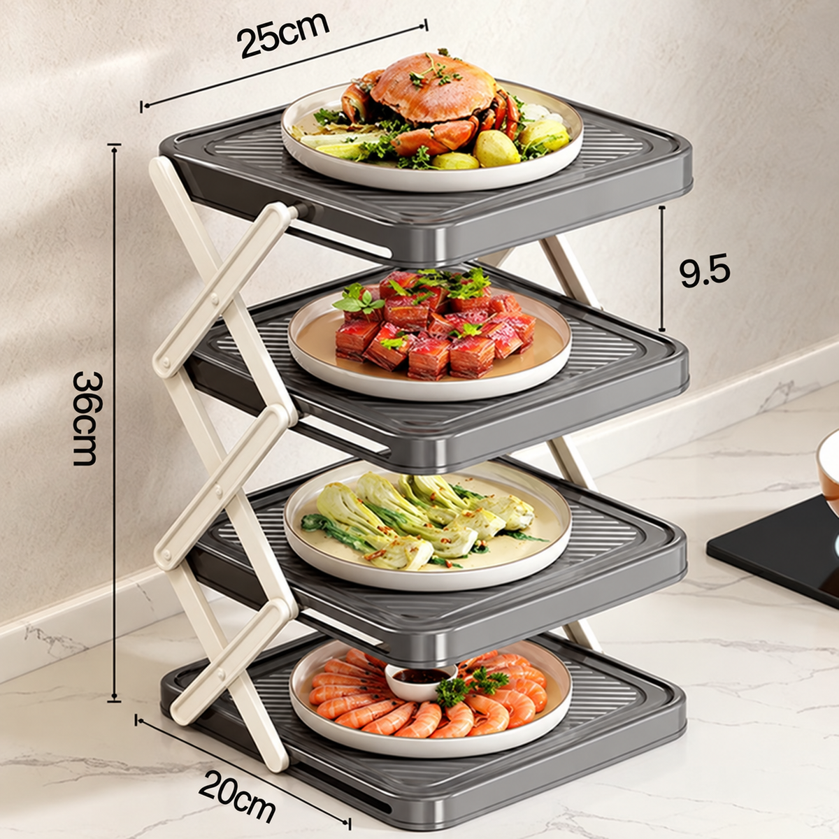 🍽️ 50% OFF NOW! 📦 4-Tier Bowl Storage Rack – Foldable, Stable & Maximizes Your Kitchen Space