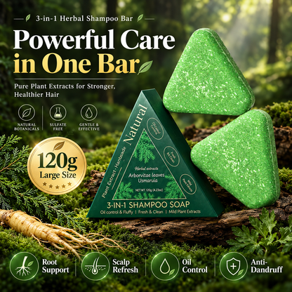 🌿🧼3-in-1 Herbal Shampoo Bar — Scalp Refresh, Oil Control & Stronger-Looking Hair