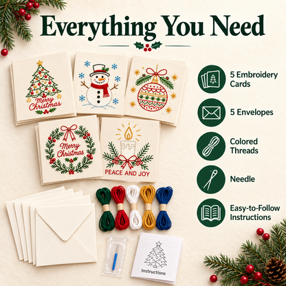 🎄 Christmas Embroidery Card Kit – Stitch a Little Holiday Magic ✨