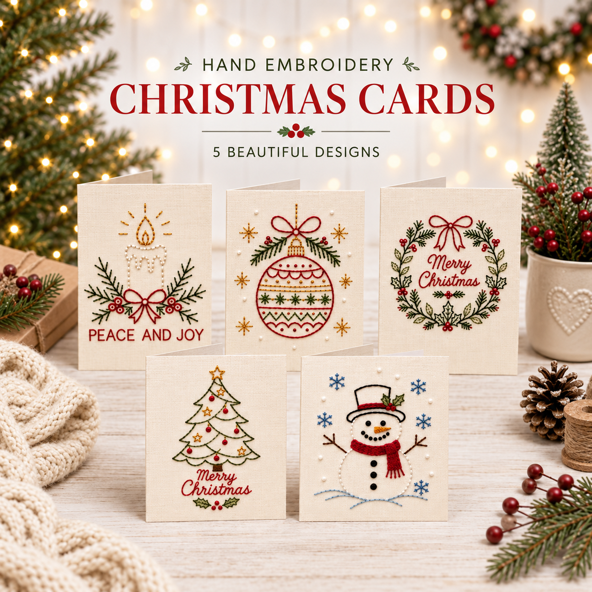 🎄 Christmas Embroidery Card Kit – Stitch a Little Holiday Magic ✨