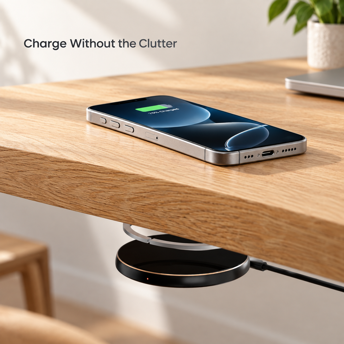 Hidden Under-Desk Wireless Charger ⚡ 0–30mm Charging Pad