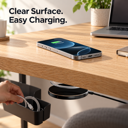 Hidden Under-Desk Wireless Charger ⚡ 0–30mm Charging Pad