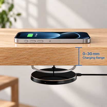 Hidden Under-Desk Wireless Charger ⚡ 0–30mm Charging Pad