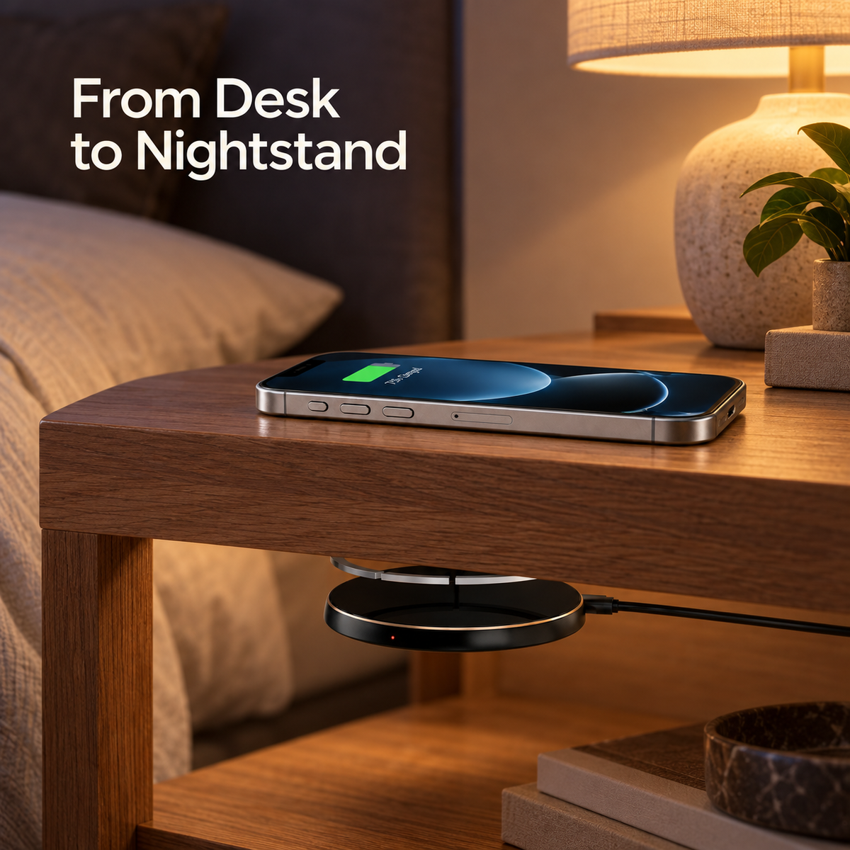 Hidden Under-Desk Wireless Charger ⚡ 0–30mm Charging Pad