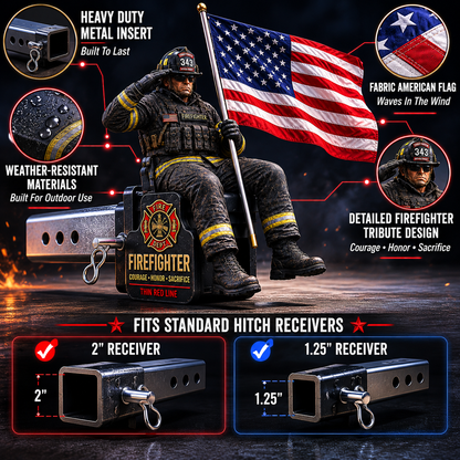 🏆 Last Day Promo: 49% OFF - Firefighter Thin Red Line Tribute Trailer Hitch Cover