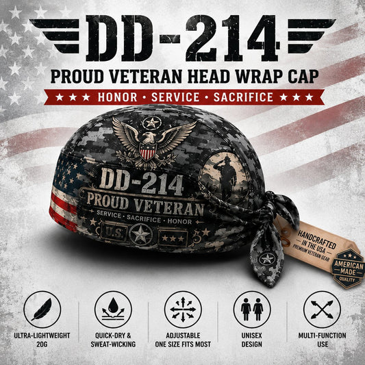 Veteran DD-214 Camouflage Print Cycling Pirate Hat / Biker Headwrap