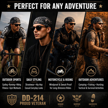 Veteran DD-214 Camouflage Print Cycling Pirate Hat / Biker Headwrap