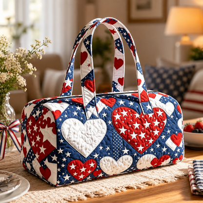 Patriotic Flag Quilted Weekender Travel Duffle Bag👜