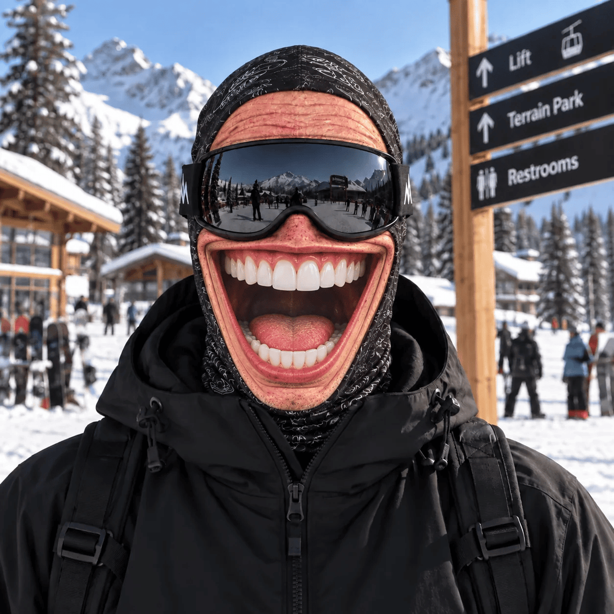 Realistic Face Balaclava – Funny Ski & Snowboard Mask for Cold Weather Adventures, Unisex Adult One Size (21-24') ⛷️