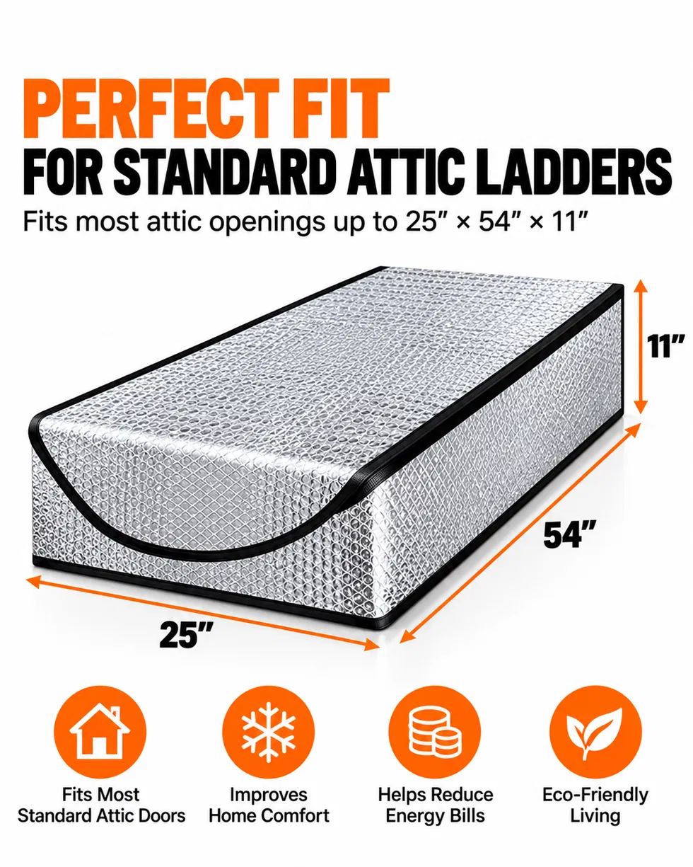 🎃Halloween Deal 50% OFF! Attic Stair Insulation Cover with Zipper Access – Blocks Cold Drafts, Attic Heat & Dust | Fits Openings up to 25' x 54', 11' Tall