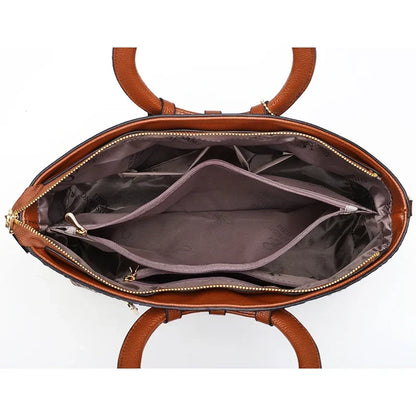 Women Croc Embossed Ring Handle Handbag