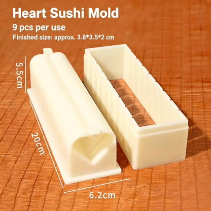DIY Sushi Maker Mold Set, HIPS Non-Stick Sushi Rolling Tool with Cutting Groove 🍣