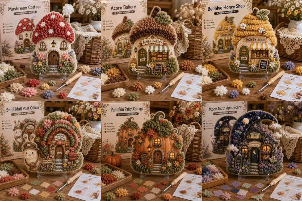 🔥HOT SALES 49% OFF - ✨Whimsical Village 3D Fabric Poke Art Kit