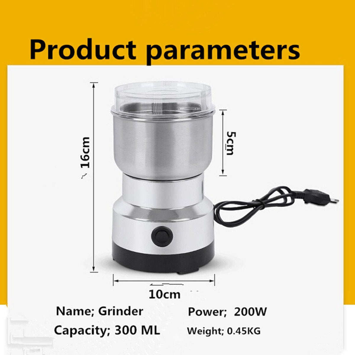 ⚙️ Stainless Steel Grain Grinder – High-Speed Electric Mill, Fine Powder in Seconds