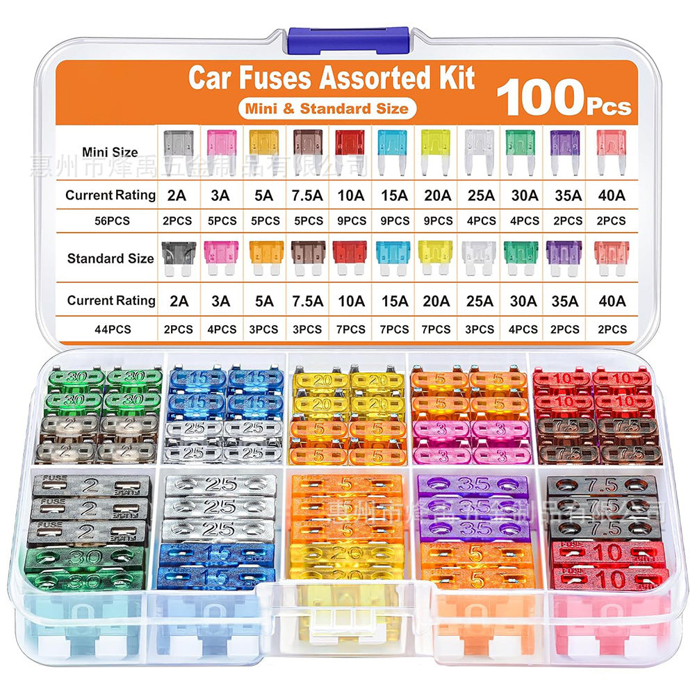 Car Fuse Assortment Kit, Mini Blade Fuses Automotive + Standard Auto Fuses🚗Aluminum sheet