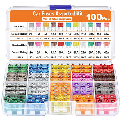Car Fuse Assortment Kit, Mini Blade Fuses Automotive + Standard Auto Fuses🚗Aluminum sheet