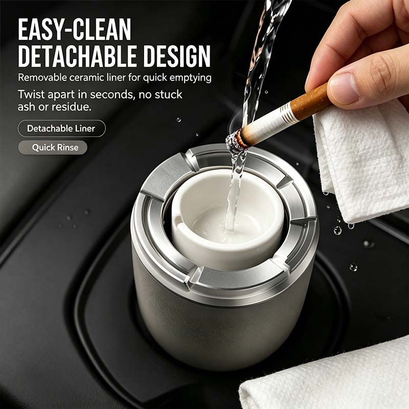 Rotating Sealed Lid Car Ashtray Odor Resistant Auto Cigarette Ashtray Fits Vehicle Cup Holder🌸 - image 11