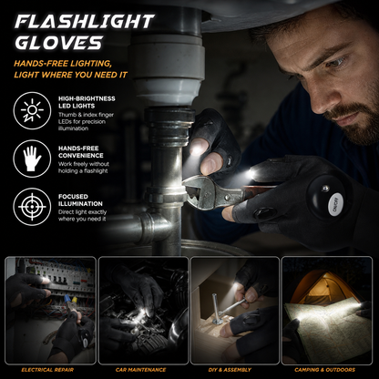 LED Flashlight Gloves – Hands-Free Work Light for Men & Women