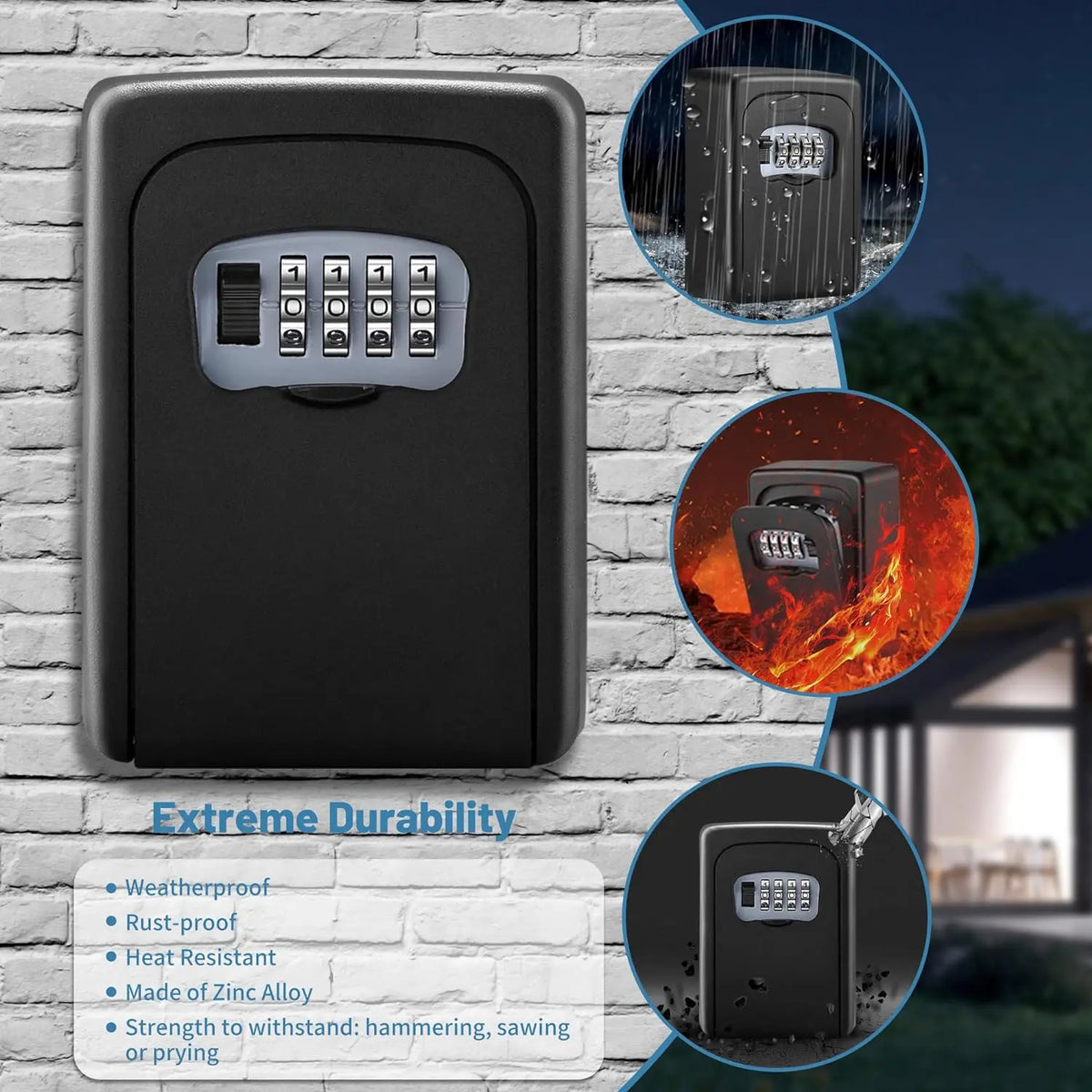 Wall Mount Key Lock Box‑ 4 Digit Combination Lockbox 🔐