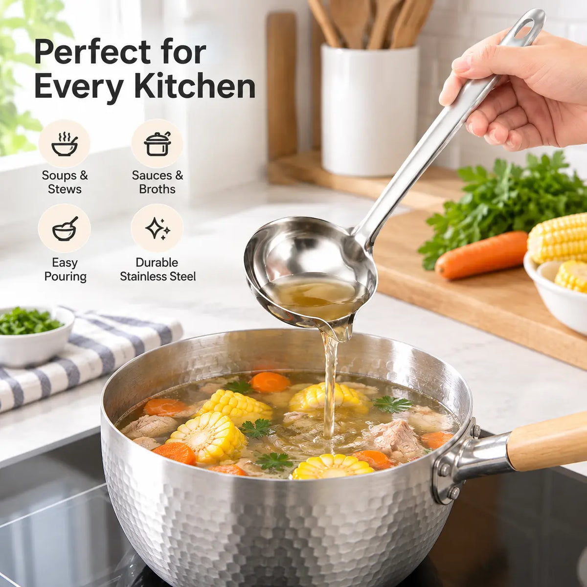 2 Counts Stainless Steel Oil Separator Ladle, Mirror Polished Surface 🥄