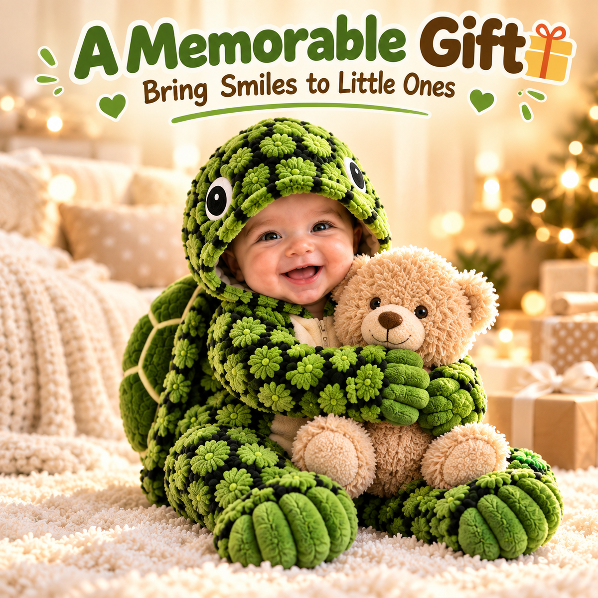 Little Turtle Plush 3D Shell Baby Onesie – Cute Hooded Cozy Romper！！！