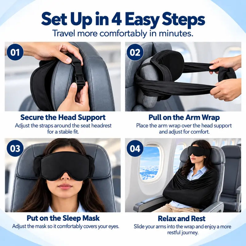 3-in-1 Airplane Sleep Support System - Carry On-Friendly Travel Bedding Accessory Set 💤