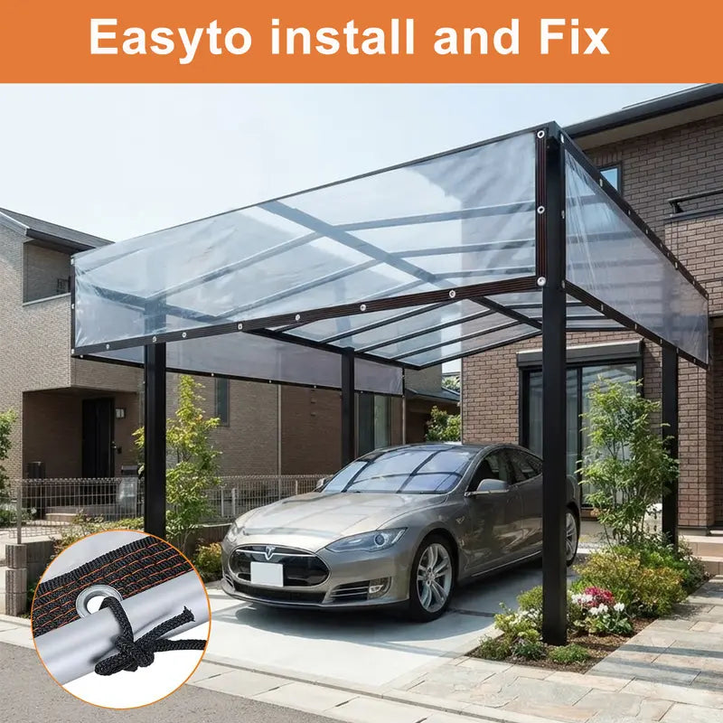 Clear Waterproof PE Tarp, Transparent Outdoor Cover with Metal Grommets💧