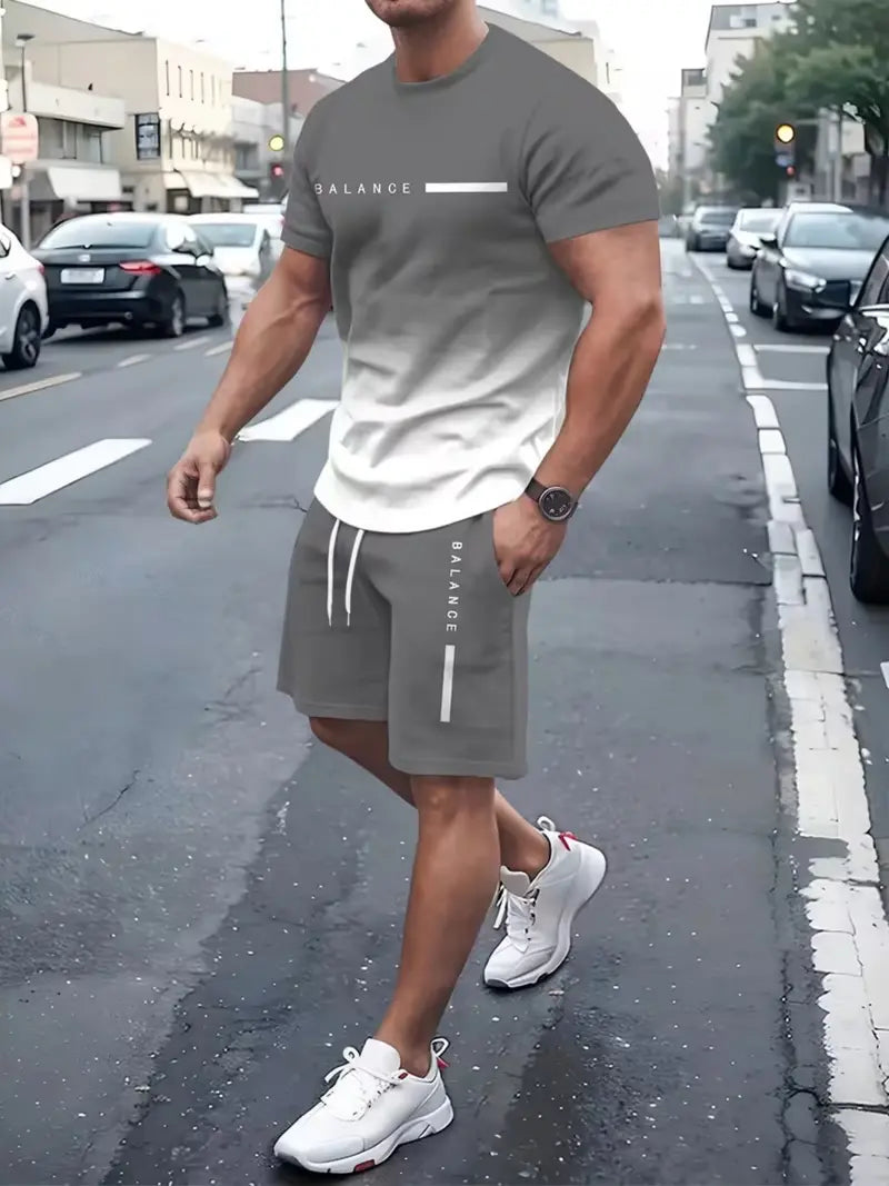 Men's Gradient Quick-Dry Workout 2-Piece Activewear Set