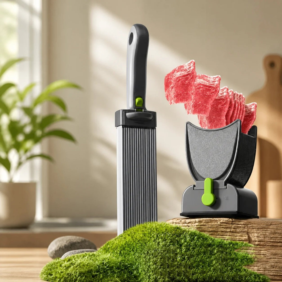 Professional Manual Fresh Meat Slicer and Shredder - Food-Grade Stainless Steel Kitchen Tool for Beef and Fish