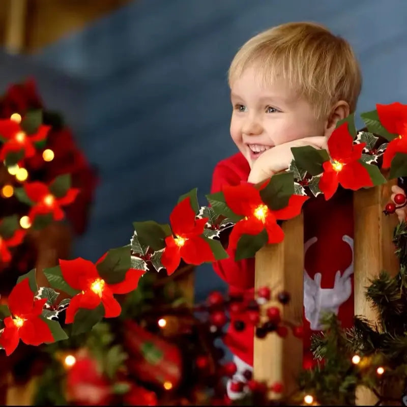 Christmas LED Garland String Lights – Festive Home Decor and Merry Christmas Ornament🌺