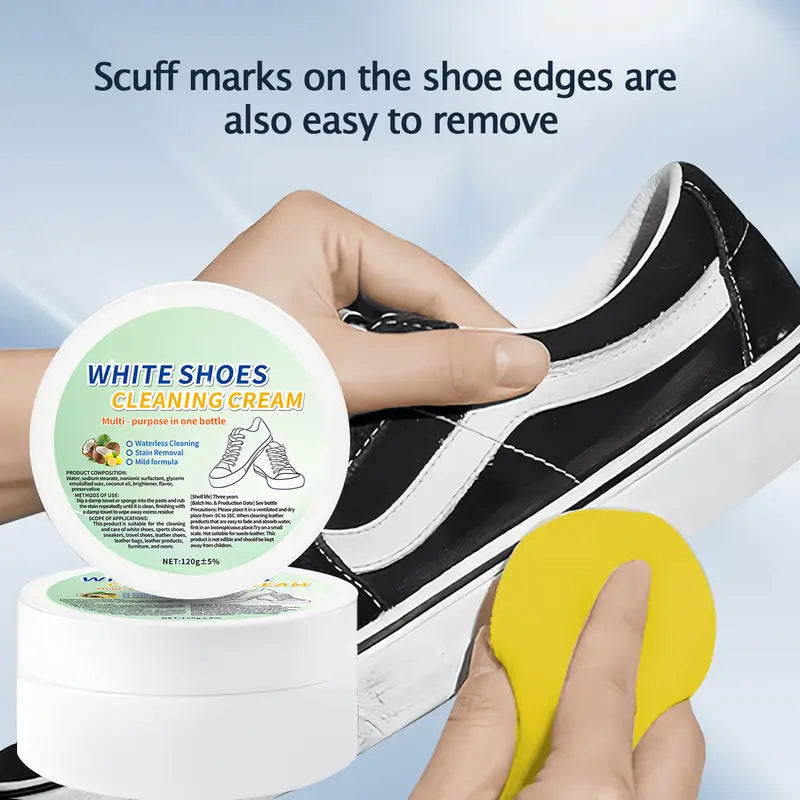 White Shoe Cleaning Cream with Sponge Applicator -Multi-Purpose Household Cleaner🧽