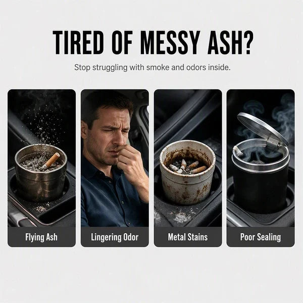 Rotating Sealed Lid Car Ashtray Odor Resistant Auto Cigarette Ashtray Fits Vehicle Cup Holder🌸 - image 5
