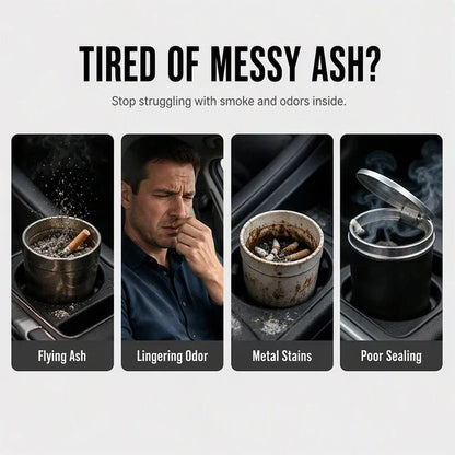 Rotating Sealed Lid Car Ashtray Odor Resistant Auto Cigarette Ashtray Fits Vehicle Cup Holder🌸 - image 5