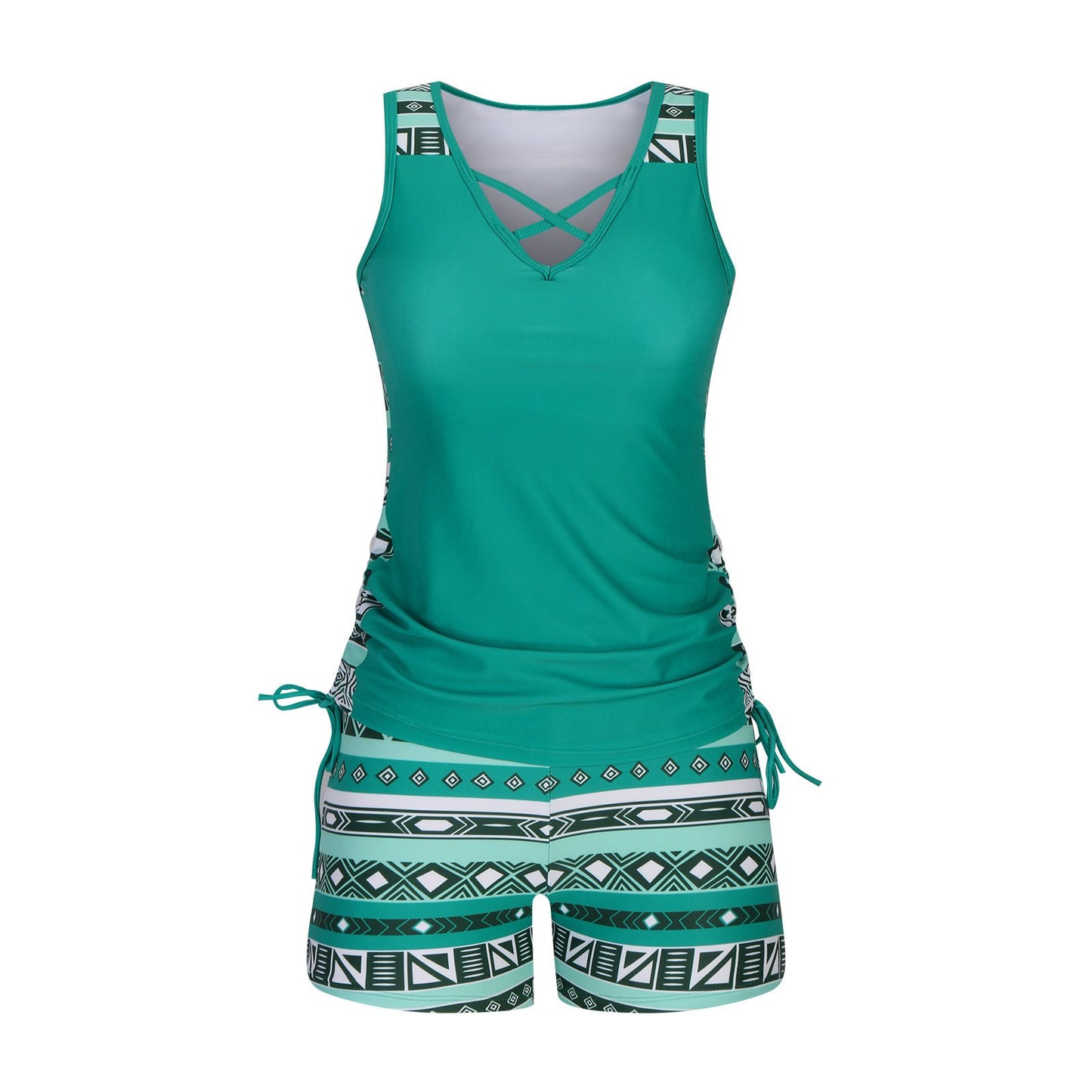 ⏰HOT SALES 60% OFF - Miraclesuit Women's 2-Piece Tummy Control Tankini Set with Built-In Bra – Flattering Boho Swimwear with Shorts 🔥 Buy 2 Free Shipping