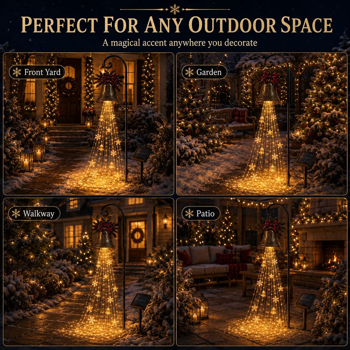 🔥Hot Sale 49% OFF🎄 Christmas Bell Cascade Solar Yard Light✨
