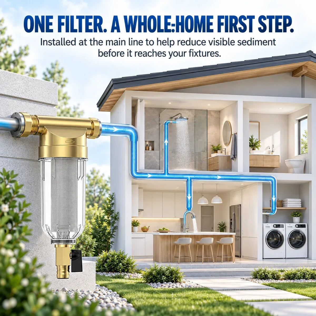 💧 Whole House Spin-Down Sediment Pre-Filter Kit – Flushable 1/2′′, 3/4′′ & 1′′ Options