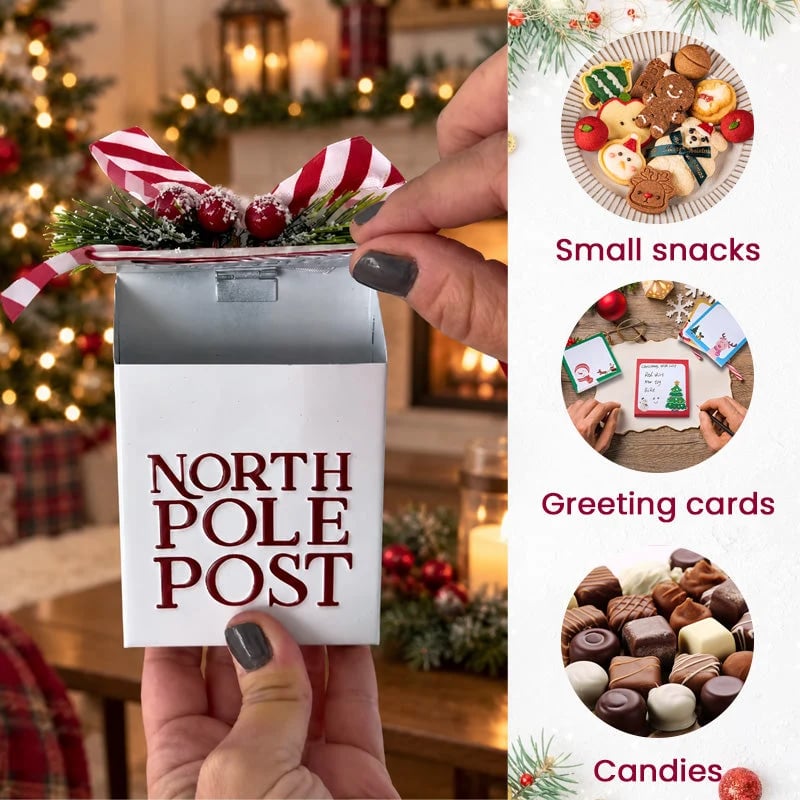 🎅🎄 Santa’s North Pole Post Box – Christmas Mailbox Ornament & Sweet Surprise Gift Box 🎁