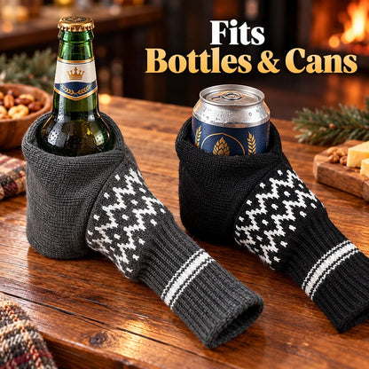 ❄️ Nordic Knit Beer Mitten 🍺 Universal Thermal Beverage Glove for Beer Bottles & Cans