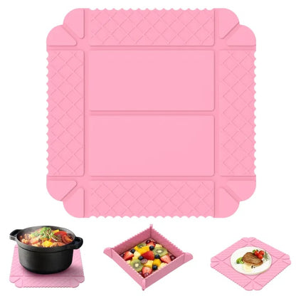 ✨ 3-in-1 Magnetic Silicone Trivet, Cutting Board & Foldable Serving Tray