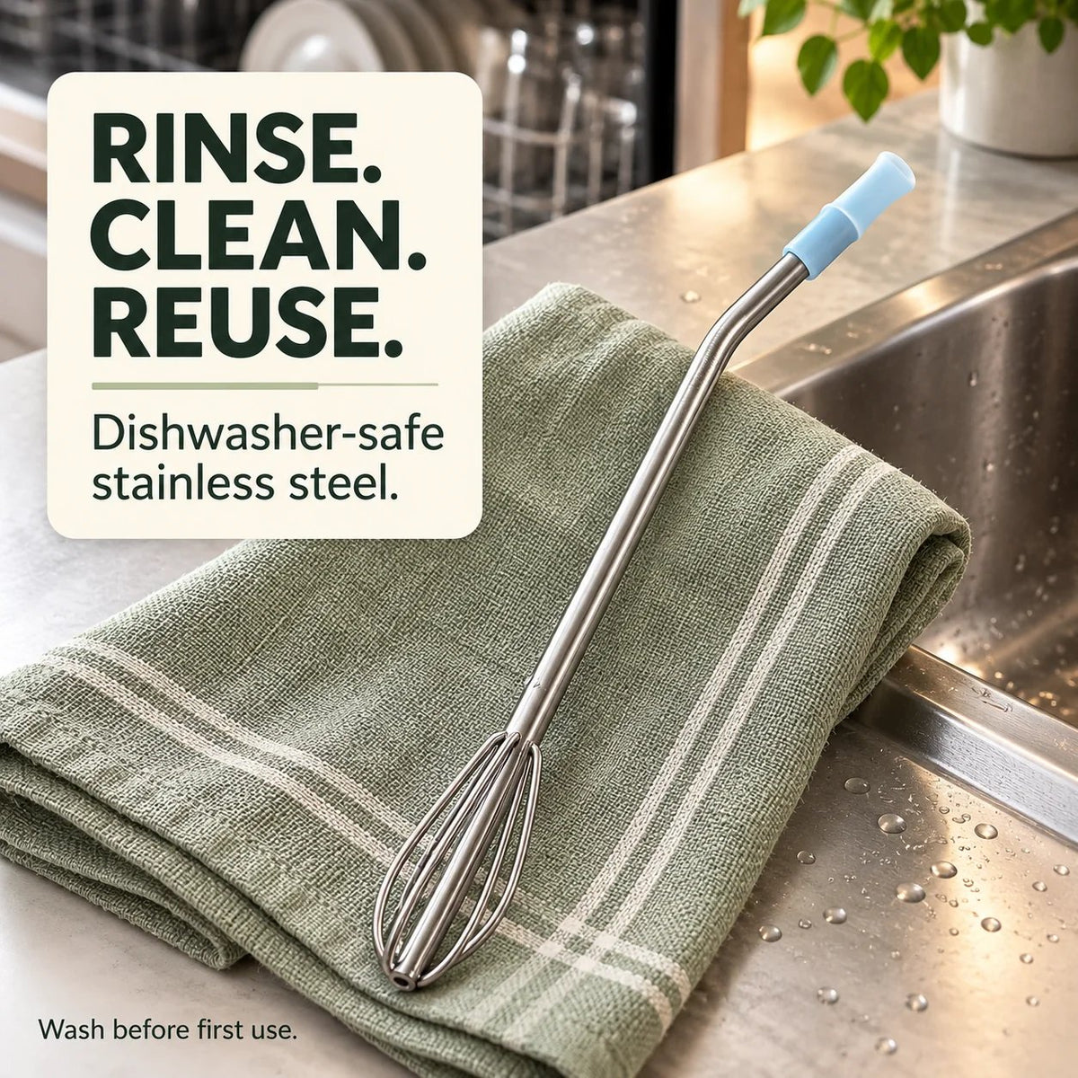 🥤 2 PACK 2-in-1 Stainless Steel Whisk Straw | Mix & Sip (24oz Cup Size)