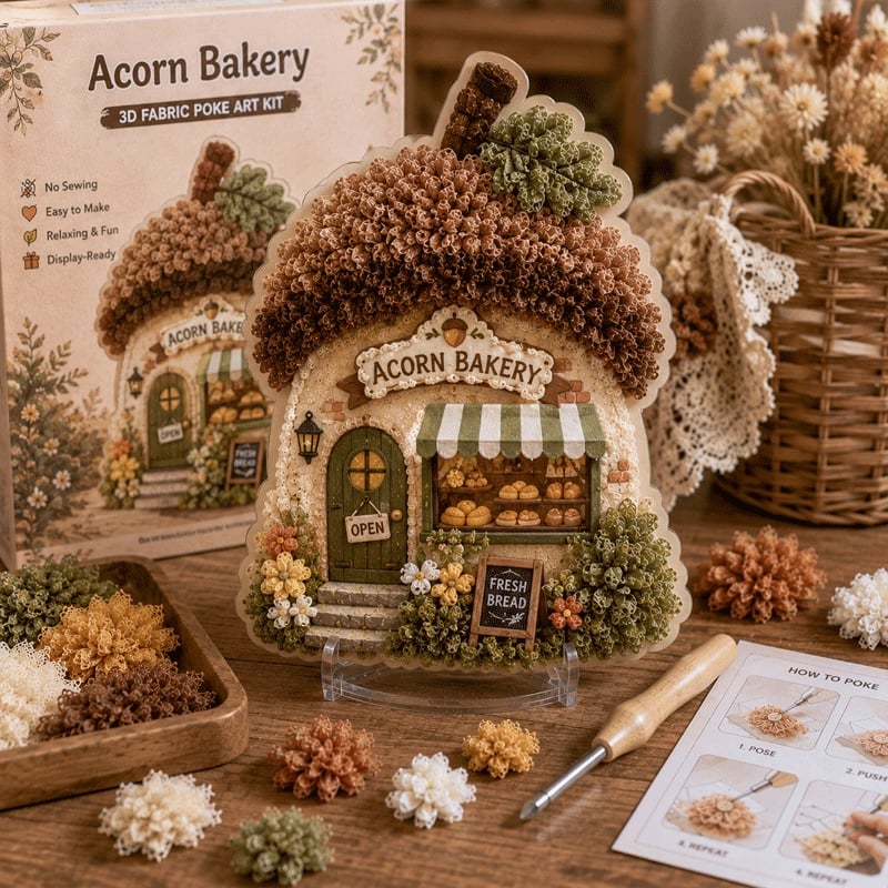 🔥HOT SALES 49% OFF - ✨Whimsical Village 3D Fabric Poke Art Kit