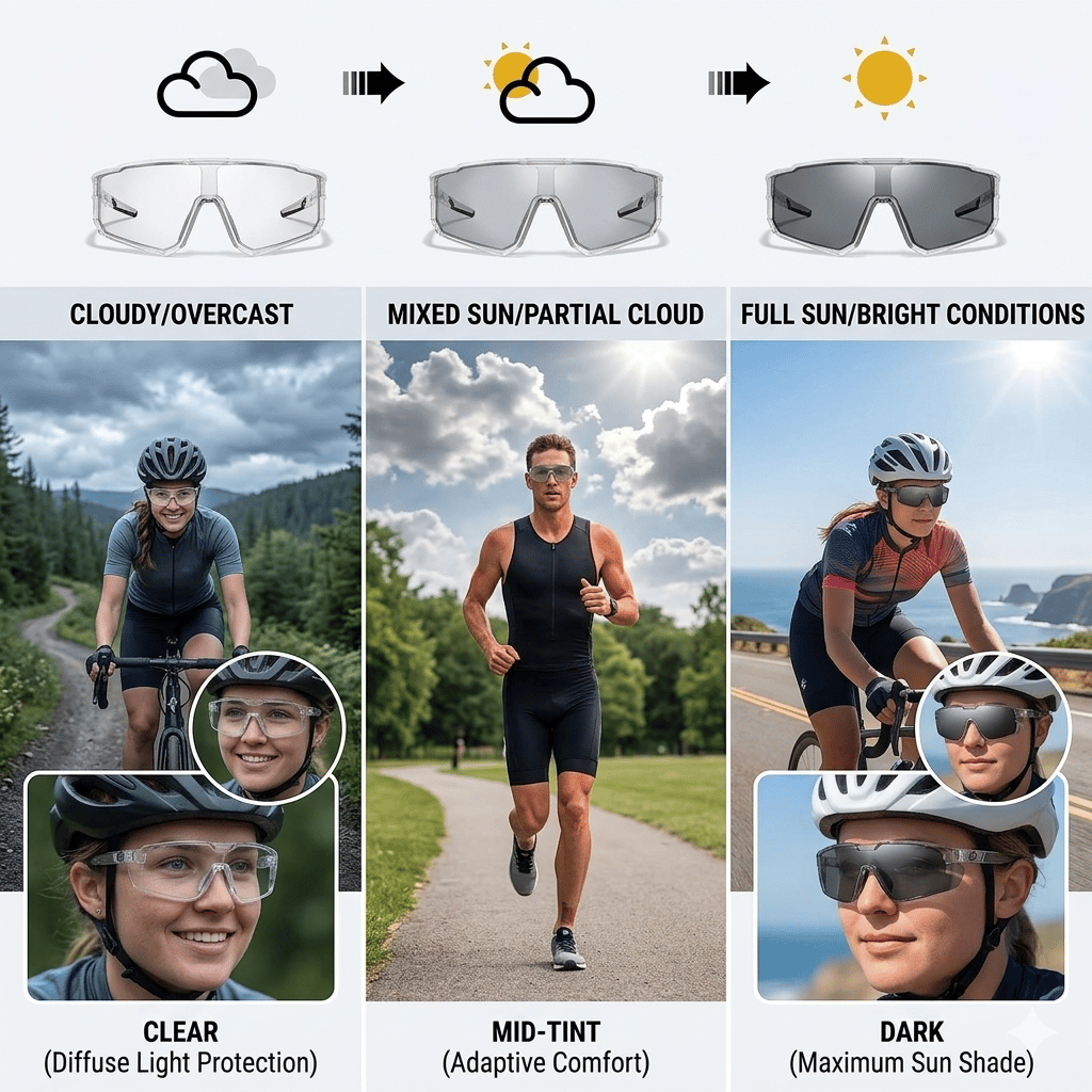 Photochromic Polarized Safety Glasses: UV400 Impact-Resistant Sports & Work Eyewear