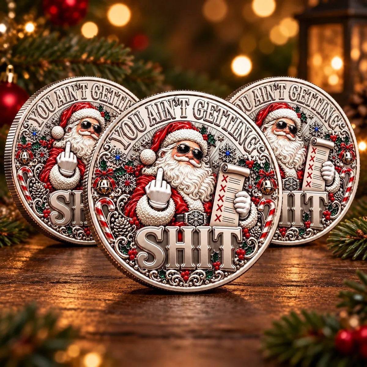 🎅 Santa’s Last Gift — Silver Adult Humor Commemorative Coin | Collectible Christmas Keepsake 🪙