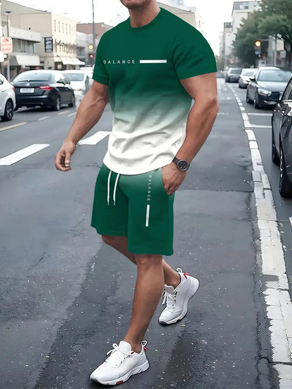 Men's Gradient Quick-Dry Workout 2-Piece Activewear Set