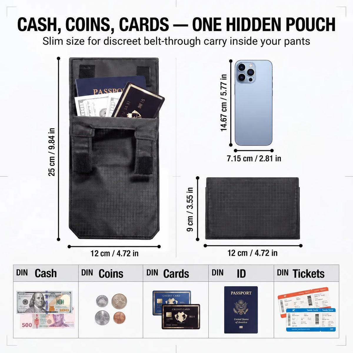 🔥3-in-1 Hidden Pocket, Slim Anti-Theft Travel Wallet Under Clothes