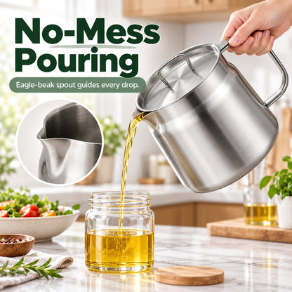 ✨ All-in-One 4-Piece Stainless Steel Deep Fryer & Oil Strainer Pot